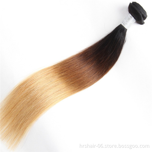 Ombre Brazilian Human Hair Bundle Light Brown 1B 4 27 Straight Hair Weave Extensions Hair Human Extension